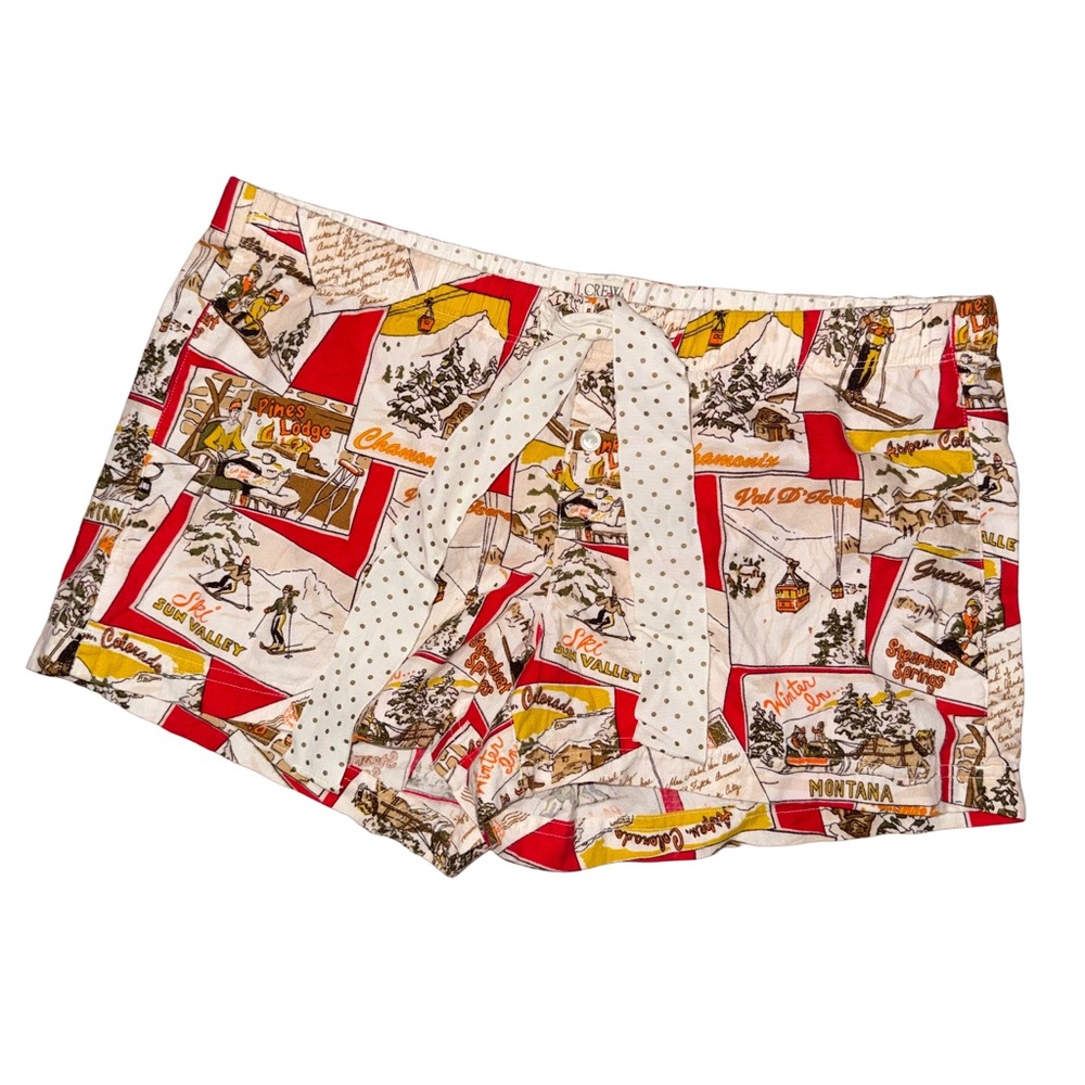 J. Crew Vintage Inspired Ski Print Lounge Pajama Shorts Retro Cottagecore